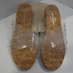 Jessica Simpson Tislie Vinyl Slide Sandals with some sparkle  Women's Size 9M/40